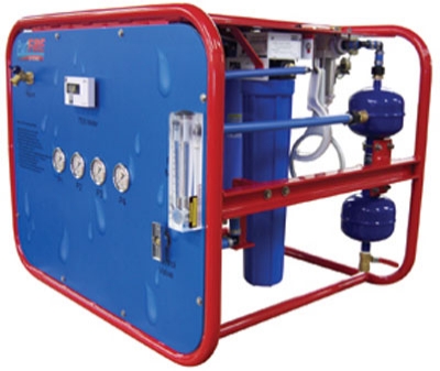 In addition to displaying a rear-mounted pump module and a diesel-driven CAF system at FDIC, W.S. Darley & Co. exhibited this PuriFire portable water purification system, which can purify 12,000 gallons a day and was used in Haiti in the wake of the January earthquake.