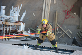 (2) Globe Manufacturing displayed its Series I Internal Harness at FDIC 2012, which incorporates a Class II seat harness with Kevlar® leg loops integrated with Globe's turnout pants.