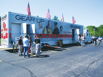 (1) The Grainger Emergency Preparedness trailer is a 75-foot self-supporting vehicle that provides support for active disaster drills and includes Internet connectivity and a meeting and inventory room stocked with the most needed products used by first responders during an actual event.