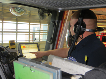 (2) Company officers have the ability to complete fire and EMS patient care forms right from the cab. This information is immediately entered into the database, saving the department time and money. Large video and audio files can be streamed directly to fire units or vice versa. The officer will be able to use a video camera to stream real-time video to the IC and other units and agencies operating at the scene on a single secured network.