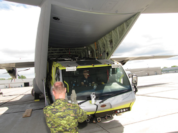 (4) KME built an air-transportable ARFF, a slimmed-down Class 4 vehicle, for the Canadian Department of National Defense.