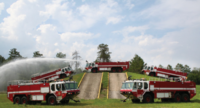 (6) E-ONE built these five 6x6 Titan 4 ARFF vehicles for the United States Navy.