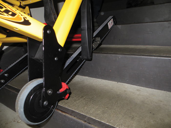 The dual-track Stair-Tread system is made of Kevlar to stand up to tough, repetitive uses going up and down stairs