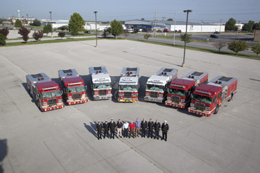 Three Missouri fire departments purchased seven pumpers on a single contract but were able to choose from 49 equipment options to the base chassis and cab configurations.