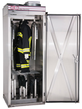 2 This Milnor FC-3 dryer cabinet uses warm air up to 100°F to dry turnout gear after washing. (Photo courtesy of Milnor