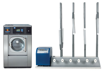 5 Continental Girbau makes the EH040 40-pound-capacity washer-extractor, far left, and the C4-IHT ExpressDry Gear Dryer. (Photo courtesy of Continental Girbau