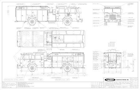 5 The department decided to purchase a 2016 Arrow XT heavy-duty rescue engine manufactured by Pierce Manufacturing. (Drawing courtesy of Pierce Manufacturing