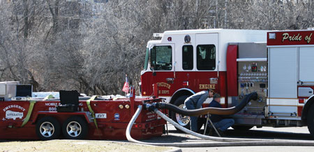 2 The Plymounth (MN) Fire Department uses Emergency Apparatus Maintenance to pump test all of its pumps. (Photo courtesy of Emergency Apparatus Maintenance.)