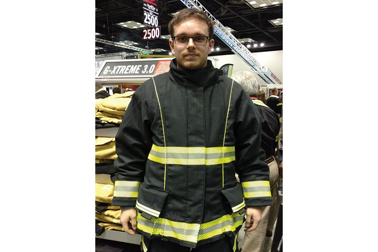 5 Globe Manufacturing’s ATHLETIX™ turnout gear has a Kombat™ Stretch outer shell made with PBI™ and Kevlar® fabric that allows a closer, less bulky fit with a wide range of motion and flexibility. (Photo courtesy of Globe Manufacturing Inc.)