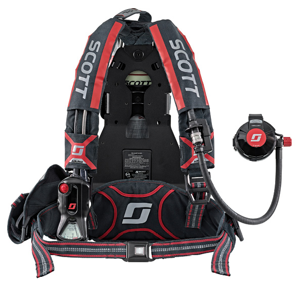 The Air-Pak X3 Pro, from 3M Scott Fire & Safety, combines high-performance material selection with an easy-to-remove harness for cleaning, decontamination, and serviceability. With minimal water absorption, the new harness assembly can be machine-laundered to minimize contamination and reduce long-term carcinogen exposure. Because the gear can be laundered at the station, firefighters have fast and easy access to their equipment when they respond to the next call. (Photo courtesy of 3M Scott Fire & Safety.) 