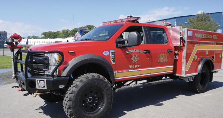 Two recent deliveries on Ford F550 chassis by KME show some of the numerous variations available today for grass fire trucks. (Photos 3 and 4 courtesy of KME.)