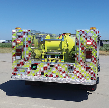 McCarran Airport (NV) had Unruh Fire build a small ARFF vehicle on a Ford F-550 chassis with a custom-built low-profile 11-foot aluminum body, carrying a TRI-MAX TM5300 CAFS unit and 300 gallons of premix. 