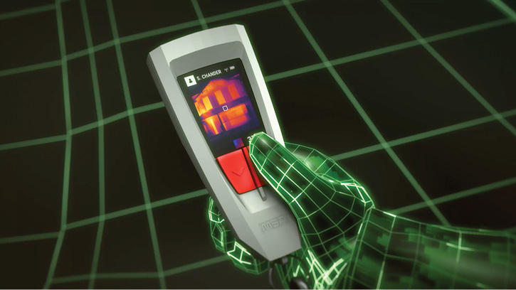 MSA’s proprietary LUNAR system is a small, wireless, cloud-ready device that can be used as a stand-alone unit or as part of MSA’s G1 SCBA. This image shows the system’s thermal imaging ability.