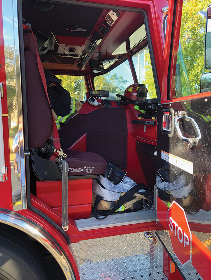 The officer’s side of the Arrow XT cab on the heavy technical rescue truck.