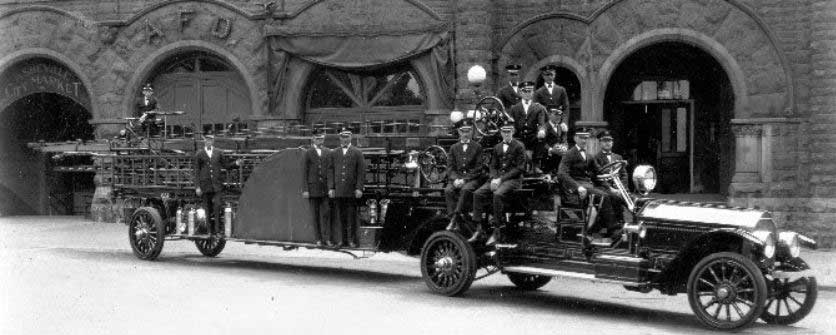 Asheville Fire Department’s first motorized tractor drawn aerial