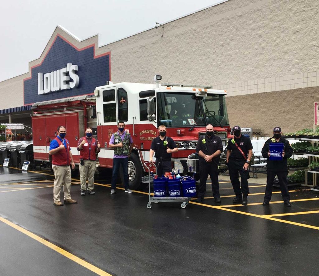 Lowe's fire safety event with fire truck