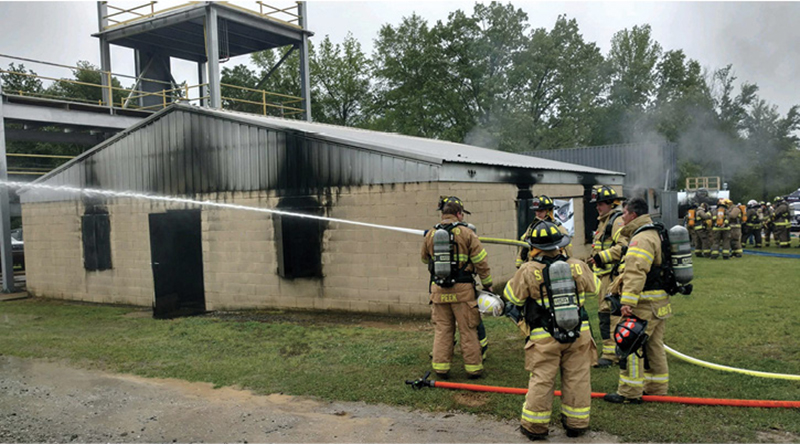 Kuriyama Fire Products uses a feature called RYLSTATIC on its Viper nozzles, shown here being tested in straight stream.