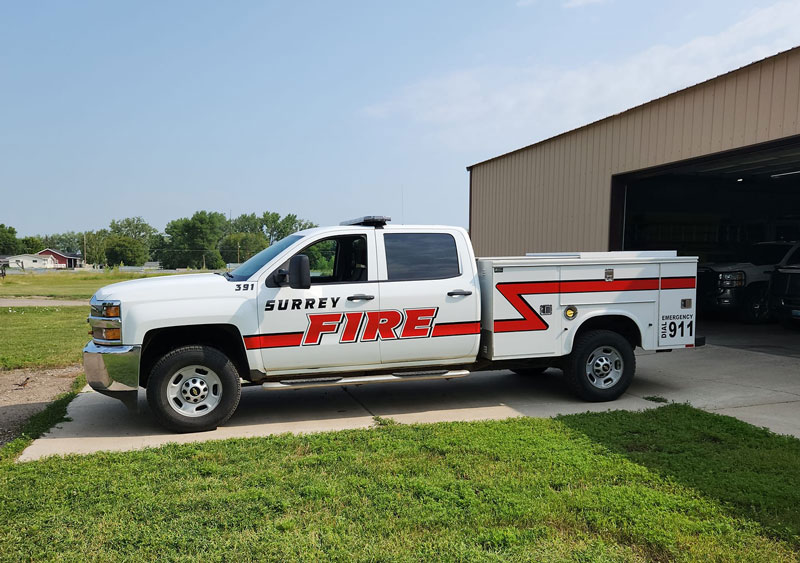 SRT donated a 2015 Chevrolet 2500 crew cab pickup truck with a utility body, valued at roughly $20,000, to Surrey Fire Protection District. (Source: Surrey FPD Facebook page)