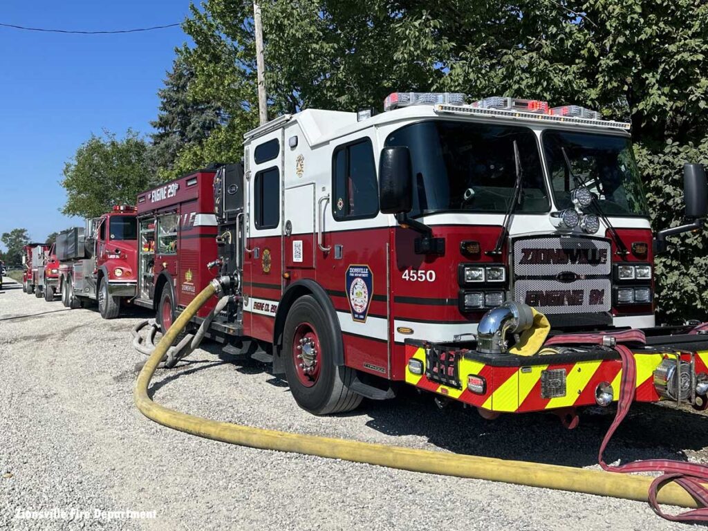 Zionsville fire truck on scene of fire