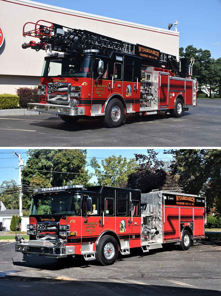 Top: Wyandanch VFC quint. Bottom: Wyandanch VFC rescue-pumper. (Photos by Bob Vaccaro)