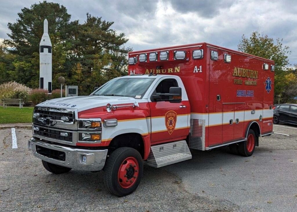 Auburn Fire Rescue's new 2022 Chevy 5500 4X4 Ambulance built by Road Rescue and outfitted by Allegiance Fire & Rescue. (Source: Auburn Fire Rescue Facebook page)