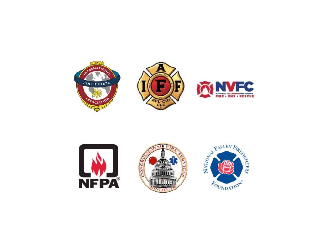 IAFC, iAFF, NVFC, NFPA, CFSI, and NFFF logos