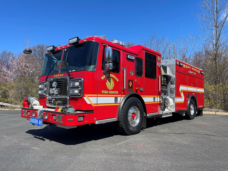 Seagrave Fire Apparatus built this rescue-pumper for West Berlin Fire-Rescue on a Marauder chassis and cab with seating for six firefighters. (Photos courtesy of Seagrave Fire Apparatus)