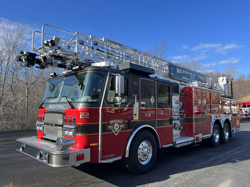 Ladder 22 is the third new E-ONE fire apparatus purchased by Merrimac over the last few years. (Source: Greenwood Emergency Vehicles Facebook page)