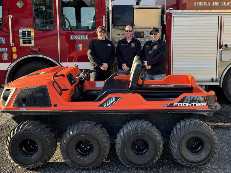 (L to R): Aaron Bartemy, TDI; Cody Giroux, Star Hose Company; Daniel Chevalier, Chief of Swanton Village Fire Department.