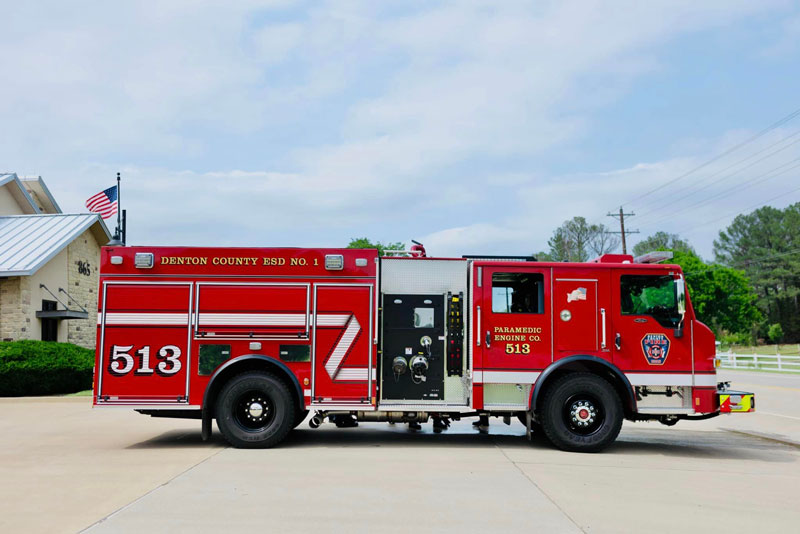 The new Engine 513 is a Pierce pumper that will be housed at Station 513. It replaces an 11-year-old engine that will become a reserve unit. (Source: Denton County Emergency Services District No. 1 Facebook page)