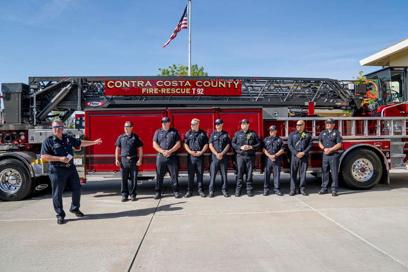 Station 92 in Brentwood received a new Pierce 100-foot heavy duty tiller. (Source: Contra Costa County Fire Protection District Facebook page)