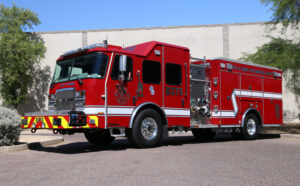 Tempe (AZ) Fire Department recently received four E-ONE pumpers built on Typhoon chassis with long Vista cabs that seat six firefighters. (Photos courtesy of David Greenberg/Tempe Fire Department)