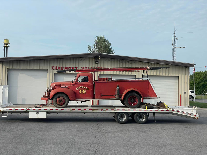 Chaumont VFD purchased this 1940s Dodge fire truck with the hopes of using it for education, preserving history, public relations, and teaching students and residents about Chaumont and the fire service history. (Source: Chaumont Volunteer Fire Department Facebook page)