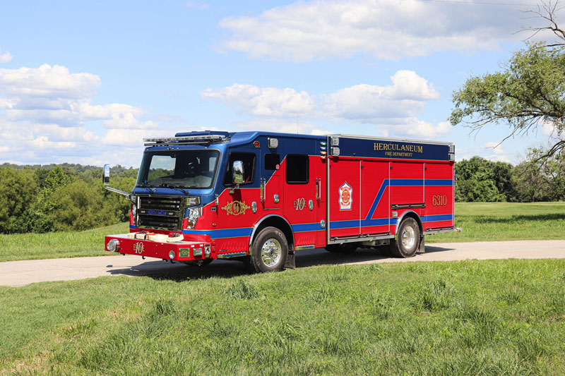 Rosenbauer built this rear mount pumper with a SAM Control System for Herculaneum (MO) Fire Department. (Photos courtesy of Sentinel Emergency Solutions)