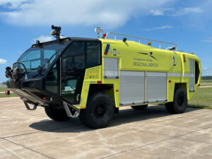 The 2024 Oshkosh Striker utilizes a new type of firefighting foam known as F3 eliminating the use of foam containing PFAS. (Source: Chippewa Valley Regional Airport)