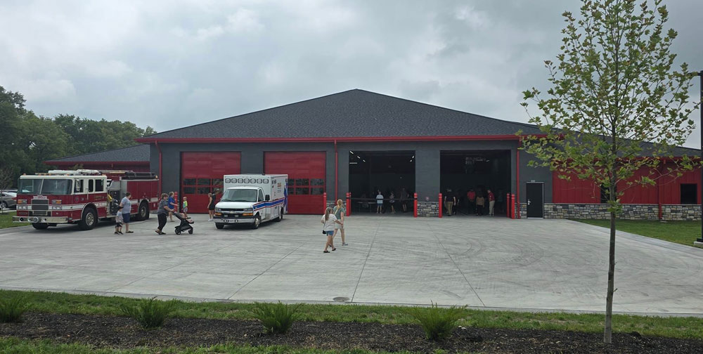 The new facility will have four bays for JEMS vehicles and Carlisle fire apparatus, eight dorm rooms, a training room, a combination day room, kitchen and dining area; showers and bathrooms; a decontamination shower and changing area; a fitness room; a laundry room; shared office space for both agencies; plus storage rooms for EMS supplies, fire hose, self-contained breathing apparatus, and turnout gear. (Source: City of Carlisle, Ohio)