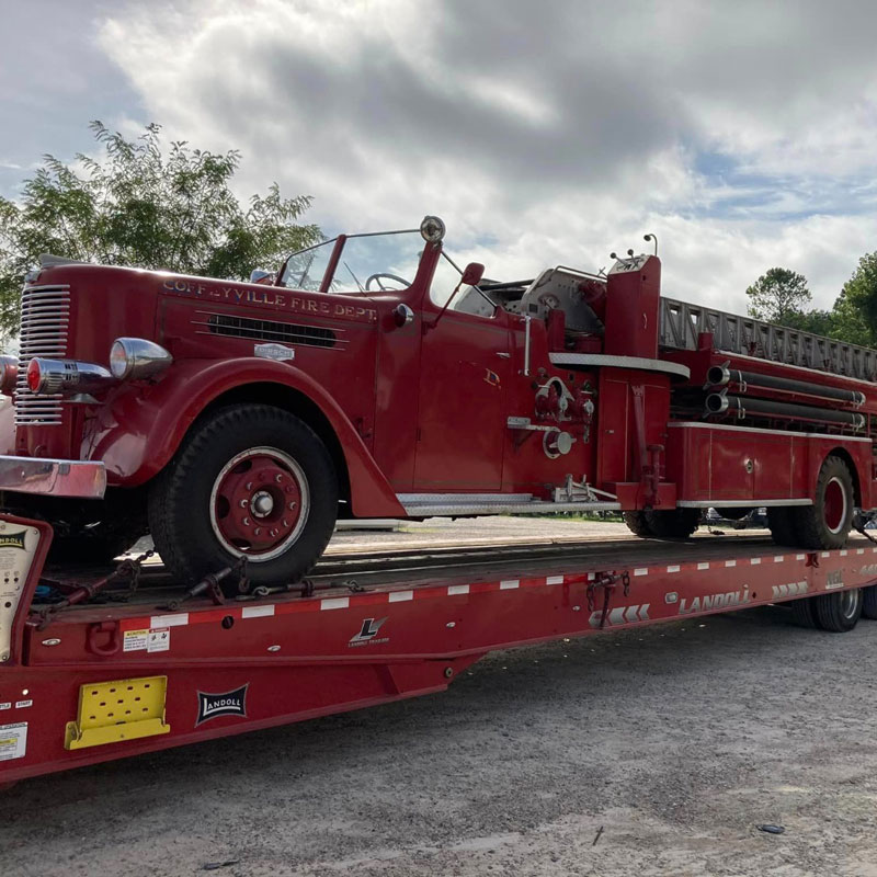 the 1953 Peter Pirsch & Sons truck is back in Coffeyville, where it will be restored and put into ceremonial service. (International Association of Fire Fighters Facebook page)