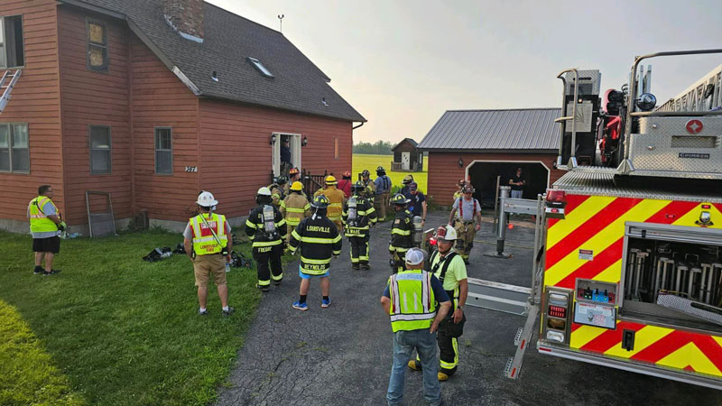 Louisville firefighters conducted joint SCBA training with Massena firefighters. Training included multiple evolutions in ventilation, room clearing, suppression and mayday procedures. (Source: Louisville Volunteer Fire Department Facebook page)