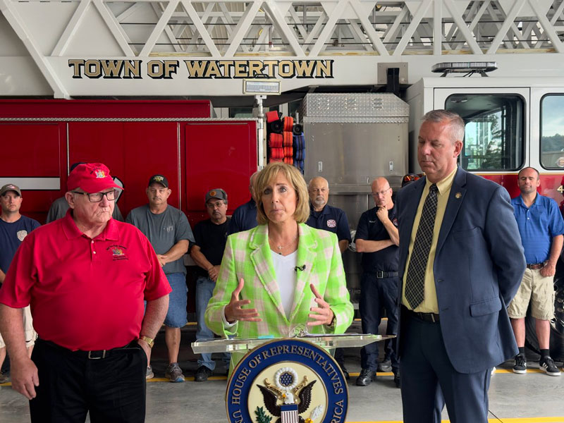 Congresswoman Claudia Tenney (NY-24) today joined forces with local officials and volunteer firefighters in Jefferson County to call on the Occupational Safety and Health Administration (OSHA) to rethink its proposed regulatory changes that could potentially close volunteer fire departments throughout New York. (Source: Claudia Tenney Facebook page)