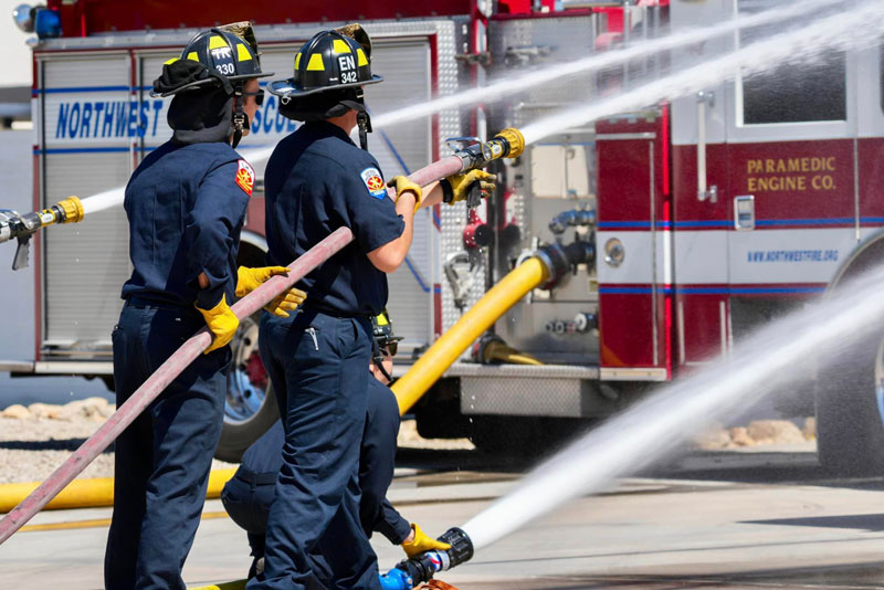 The Water Infrastructure Finance Authority (WIFA) visited Station 336 to view a demonstration of the new Pump-Pod Direct Recirculation Apparatus Firefighter Training & Sustainability (DRAFTS) Unit made possible by Water Conservation Grant funding provided by WIFA. (Source: Northwest Fire District Facebook page)