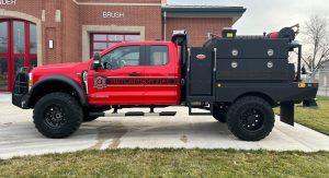 Weis Fire and Safety built three quick attack/wildland pumpers on Ford F-550 4x4 chassis and Super Cabs for Hutchinson Fire Department. (Photos courtesy of Weis Fire and Safety)