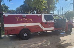 The new battalion vehicle is a 2023 Ford F550 with long wheel bases and a farrier back customized for the fire service. (Photo courtesy of Scott Thompson)