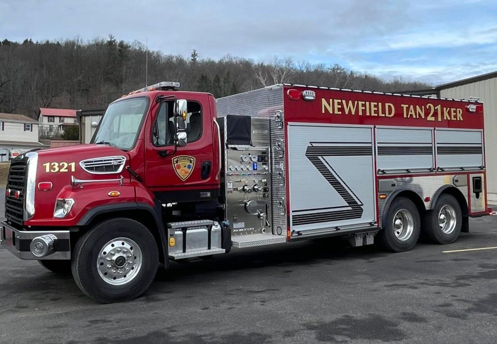 The Newfield Fire Company's new Freightliner pumper-tanker. (Source: Newfield Fire Company Facebook page)