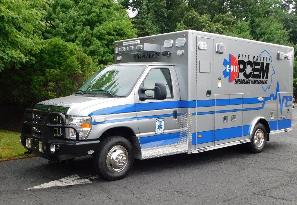 PL Custom Body and Equipment Company built this Type 3 ambulance on a Ford E-450 chassis and two-door cab for Pitt County (NC) Emergency Management. (Photos courtesy of PL Custom Body and Equipment Co.)